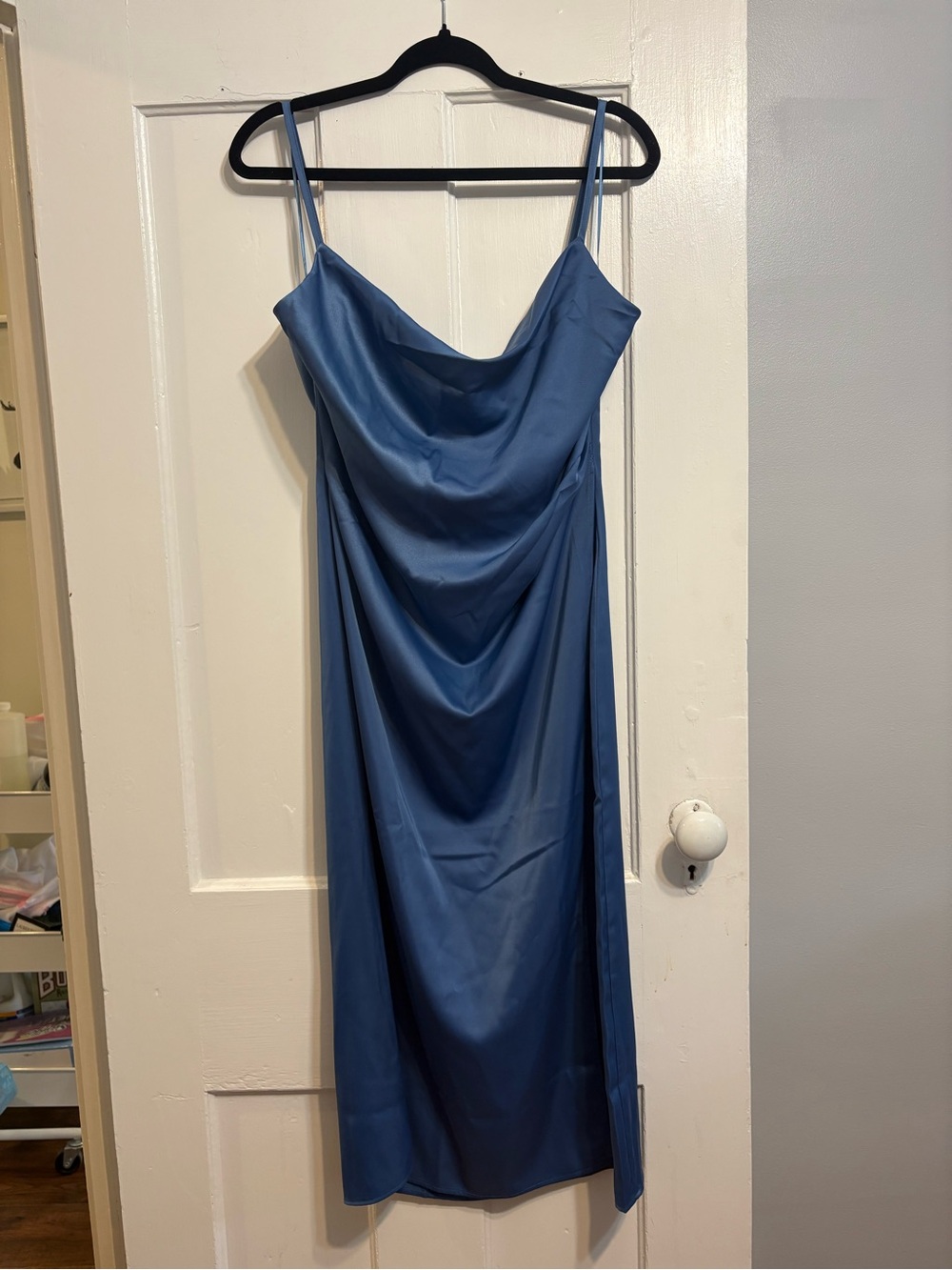1861 Montreal Satin Cowl Neck Slip Dress - Blue NWT XXL
